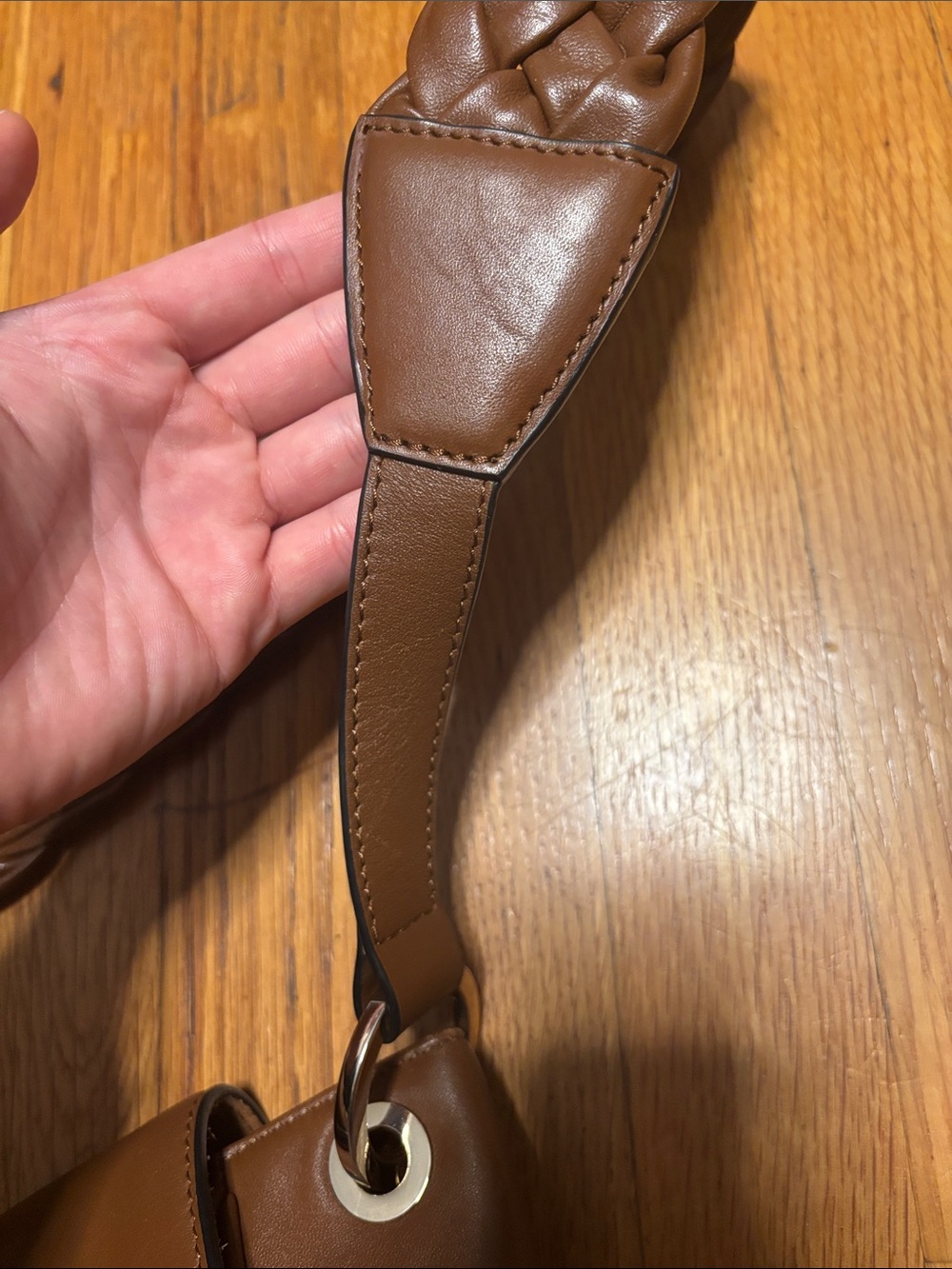 Uterque Brown Leather Braided-Handle Crossbody Bag - Picture 3 of 11